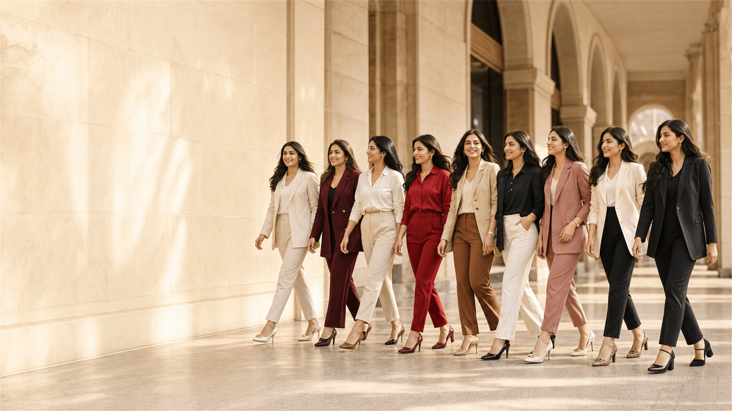 Pakistani professionals showcasing different pumps in an office arcade